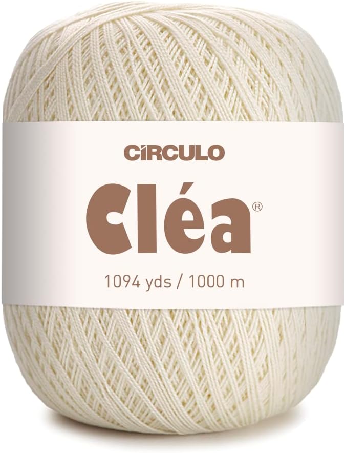 CRCULO Circulo Clea Yarn – Crochet Thread Fine Size 10-8/2 Perfect for Weaving - 100% Mercerized Brazilian Cotton (Pack of 1 Ball) – 5.3 oz, 1094 yds - Color: 20 - Natural - Image 1
